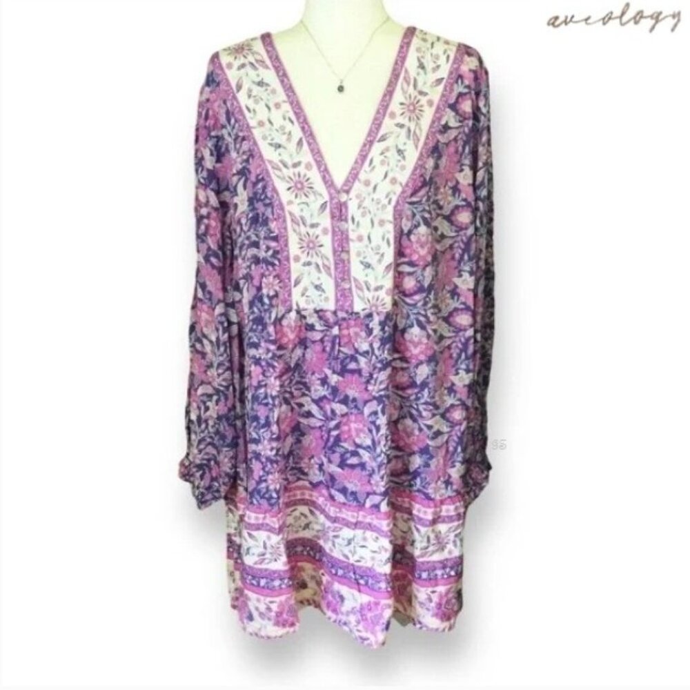 AVEOLOGY Boho Paisley Tunic Dress or Tunic Top – Plus 3X/4X – NWT - Picture 3 of 14